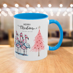 Colorful Holiday Mug, Christmas Flamingo Design