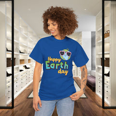Earth Day T-Shirt — "Happy Earth Day" Cute Earth with Sunglasses Eco Graphic Tee