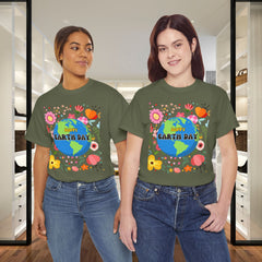 Earth Day Floral Tee — "Happy Earth Day" Graphic T-Shirt