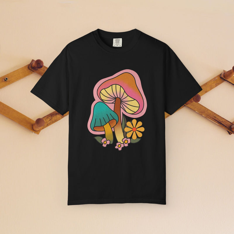 Retro Mushroom Floral T-Shirt, Unisex Boho Tee,