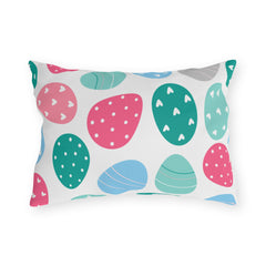 Easter Egg Pattern Outdoor Pillow — Pastel Spring Patio Cushion