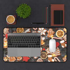 Festive Gingerbread Man Desk Mat Holiday Design,