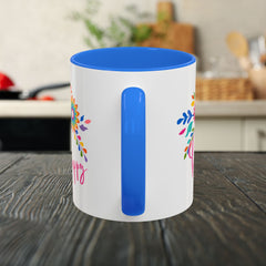 Be Happy Floral Mug — Colorful 11oz & 15oz Ceramic Coffee Mug