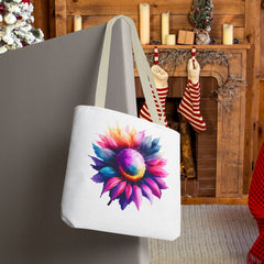 Vibrant Floral Tote Bag, Colorful Flower Design,