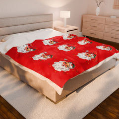 Christmas Santa Plush Velveteen Blanket, Holiday Throw Blanket,