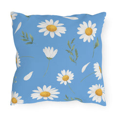 Reversible Light Blue Floral Daisies Pillow