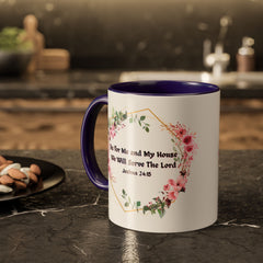 Joshua 24:15 Floral Faith Mug — "As for Me and My House, We Will Serve the Lord" (11oz/15oz)