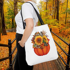 Autumn Floral Tote Bag, Pumpkin Harvest Bag,