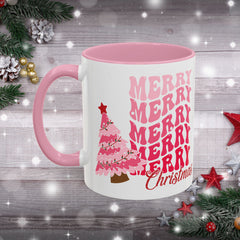 Pink Merry Merry Merry Christmas Mug