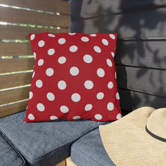 Red Polka Dot Outdoor Pillow — Classic White Dot Patio Cushion