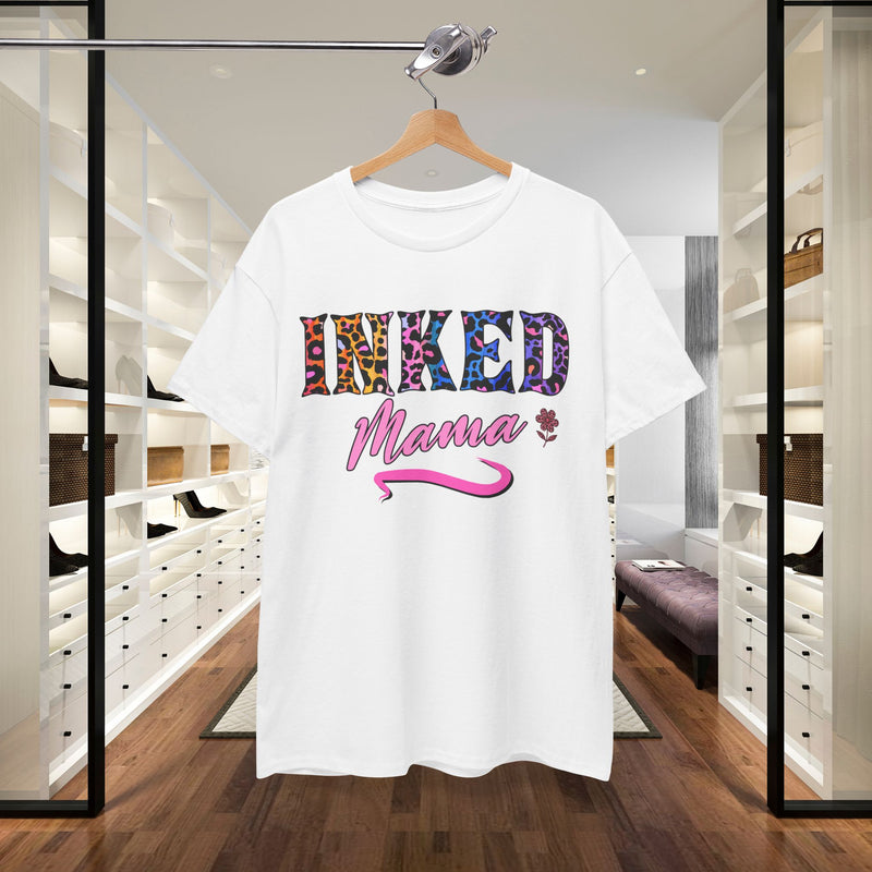 Inked Mama T-Shirt – Floral Leopard Tattoo Mom Tee