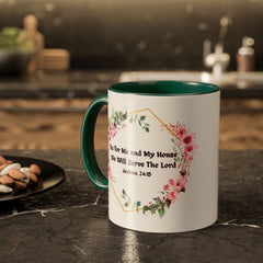 Joshua 24:15 Floral Faith Mug — "As for Me and My House, We Will Serve the Lord" (11oz/15oz)