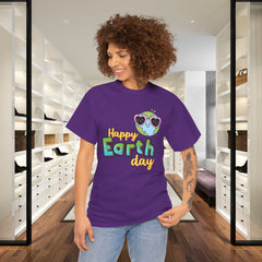 Earth Day T-Shirt — "Happy Earth Day" Cute Earth with Sunglasses Eco Graphic Tee