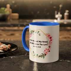 Joshua 24:15 Floral Faith Mug — "As for Me and My House, We Will Serve the Lord" (11oz/15oz)