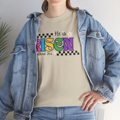 He Is Risen T-Shirt — Colorful Easter Christian Tee (Matthew 28:6)