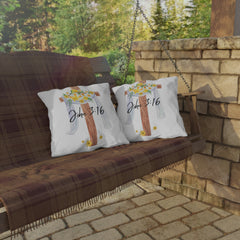 John 3:16 Cross with Daffodils Christian Decor Throw Pillow