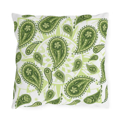 Reversible Pillow Green Paisley Design