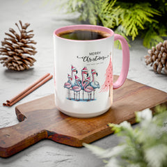 Colorful Holiday Mug, Christmas Flamingo Design