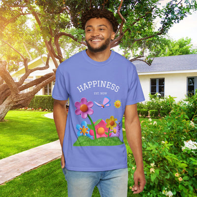 Cheerful Flower Graphic T-Shirt, Happiness Tee,