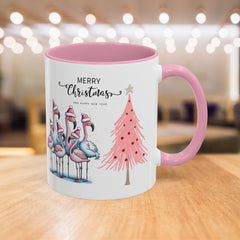 Colorful Holiday Mug, Christmas Flamingo Design