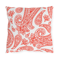 Reversible Red Paisley Outdoor Pillows