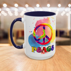 Colorful Peace Mug with Tie-Dye Design, Various Colors & Sizes