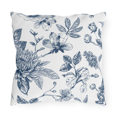 Reversible Blue Floral Paisley Outdoor Pillows