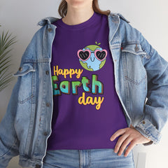 Earth Day T-Shirt — "Happy Earth Day" Cute Earth with Sunglasses Eco Graphic Tee