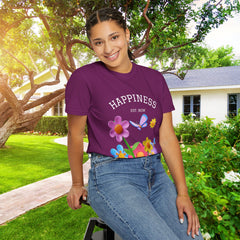Cheerful Flower Graphic T-Shirt, Happiness Tee,