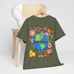 Earth Day Floral Tee — "Happy Earth Day" Graphic T-Shirt