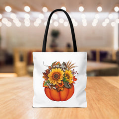 Autumn Floral Tote Bag, Pumpkin Harvest Bag,