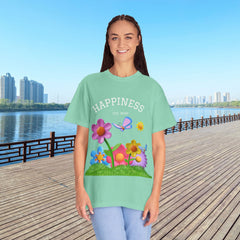 Cheerful Flower Graphic T-Shirt, Happiness Tee,