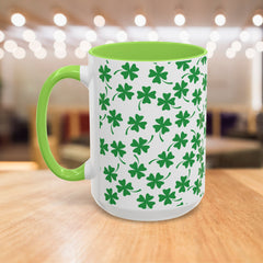 Shamrock Pattern Coffee Mug — St. Patrick’s Day Green Clover Ceramic Mug (11oz & 15oz)