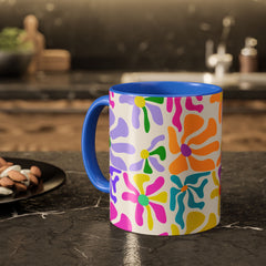Colorful Floral Pattern Mug — Bright Retro Daisy Coffee Cup (11oz & 15oz)