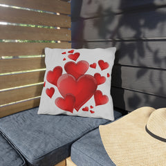 Outdoor Pillow – Red Heart Cluster Decorative Accent for Patio, Valentine’s Day & Romantic Decor
