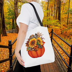 Autumn Floral Tote Bag, Pumpkin Harvest Bag,