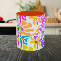 Colorful Floral Pattern Mug — Bright Retro Daisy Coffee Cup (11oz & 15oz)