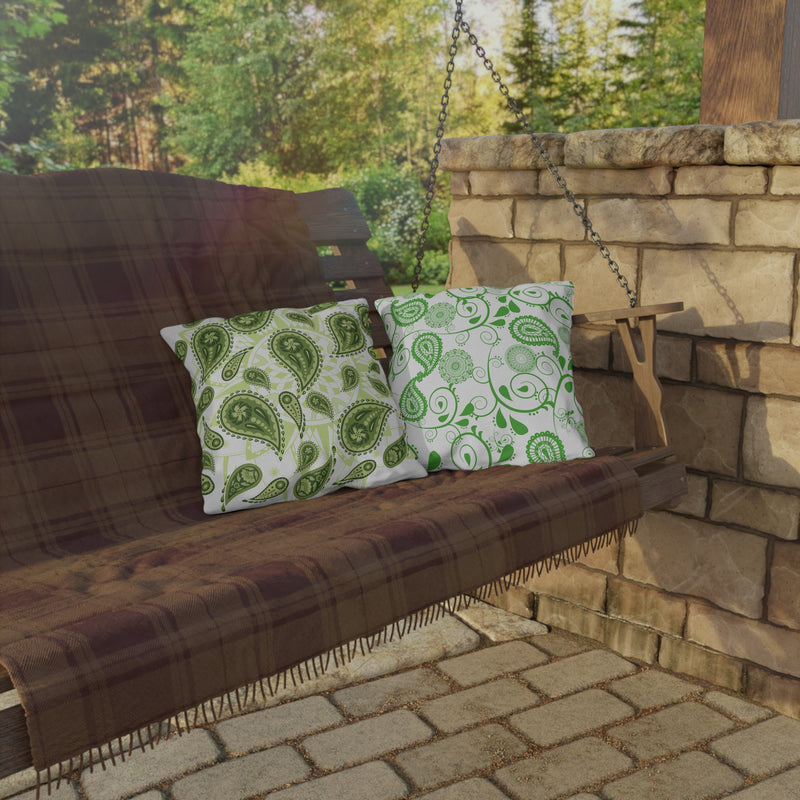 Reversible Pillow Green Paisley Design