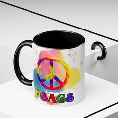 Colorful Peace Mug with Tie-Dye Design, Various Colors & Sizes