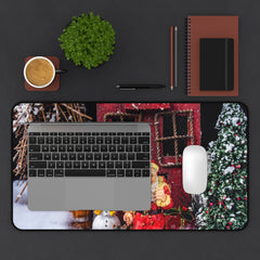 Festive Desk Mat with Holiday Scene, Christmas Desk Accessory,