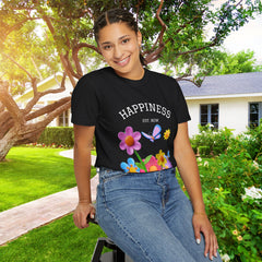 Cheerful Flower Graphic T-Shirt, Happiness Tee,