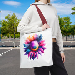 Vibrant Floral Tote Bag, Colorful Flower Design,