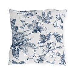 Reversible Blue Floral Paisley Outdoor Pillows