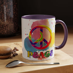 Colorful Peace Mug with Tie-Dye Design, Various Colors & Sizes
