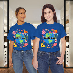 Earth Day Floral Tee — "Happy Earth Day" Graphic T-Shirt