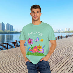 Cheerful Flower Graphic T-Shirt, Happiness Tee,
