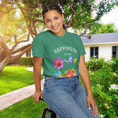 Cheerful Flower Graphic T-Shirt, Happiness Tee,