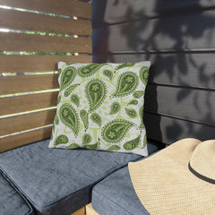 Reversible Pillow Green Paisley Design