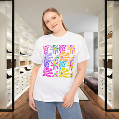 Colorful Floral Tile T-Shirt — Pastel Retro Pattern Tee