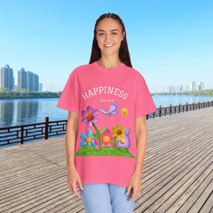 Cheerful Flower Graphic T-Shirt, Happiness Tee,